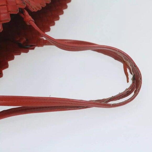 Bottega Veneta Red Woven Leather and Ivory Taupe Leather Tote Bag - Picture 2 of 10